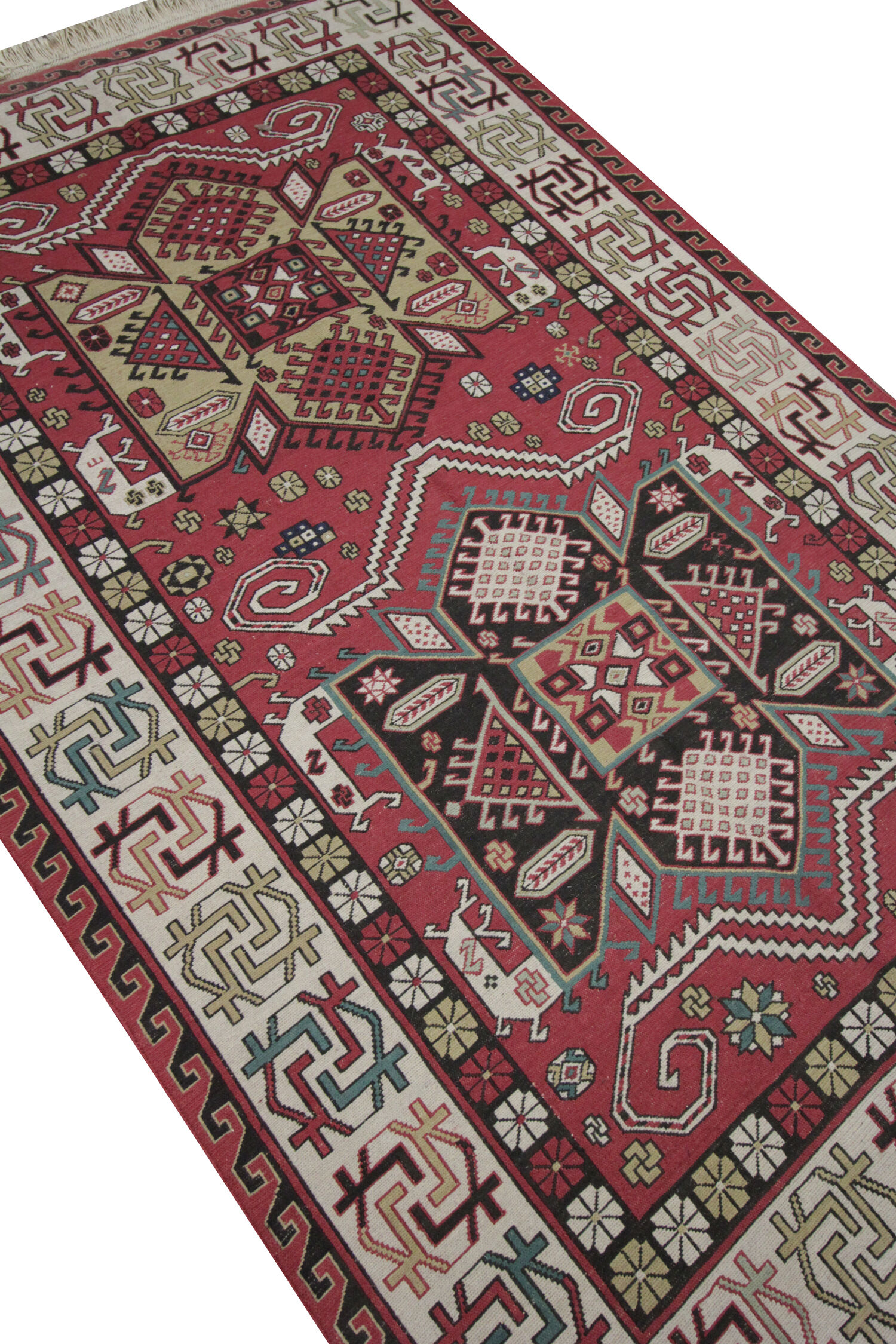 Handmade Afghan Soumakh Rug Traditional Red Wool Area Rug-122x183cm