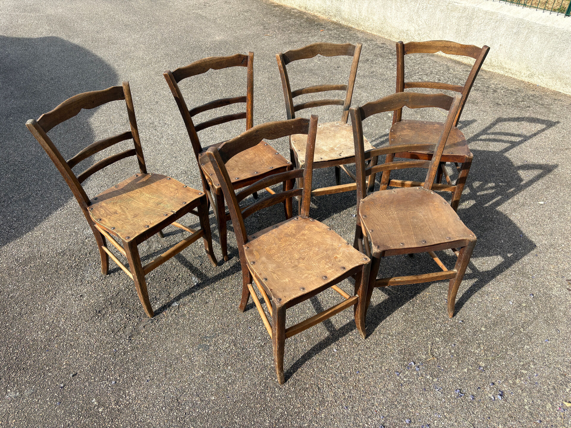 Studded bistro chairs with patterns