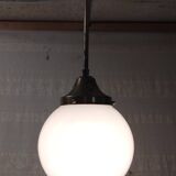 Art Deco pendant light in brass and opaline - mid-20th century