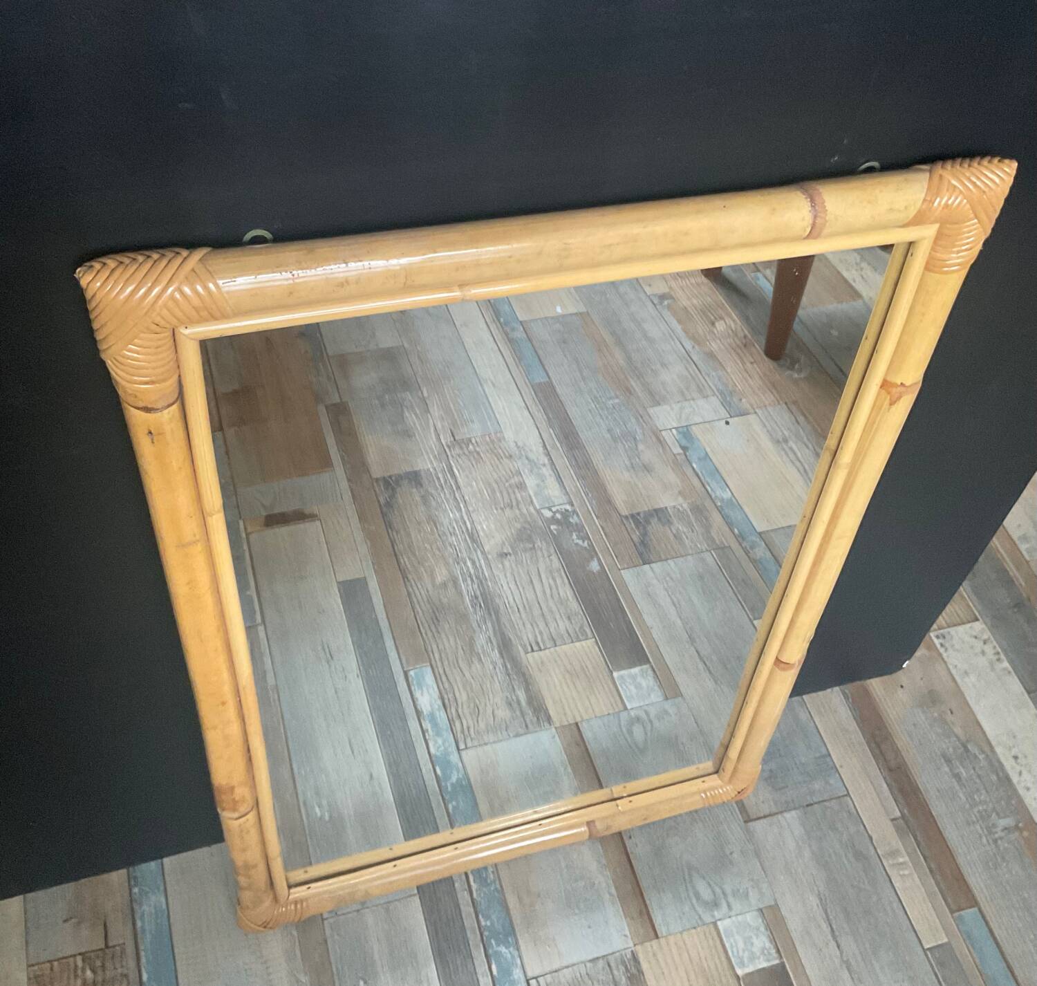 Vintage rattan mirror 76x54cm from the 70s