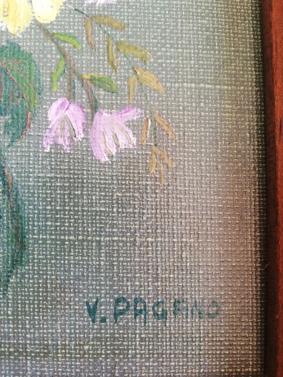 Painting oil painting bouquet wood frame signed pagano
