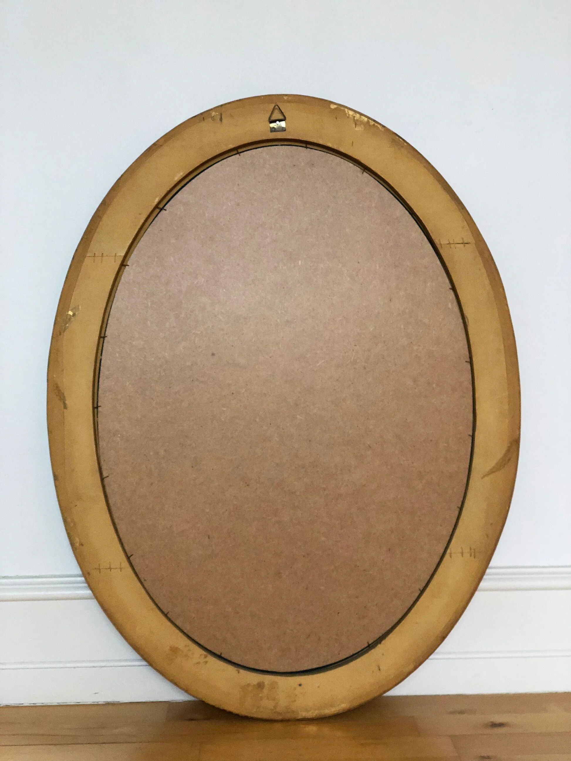 Vintage oval giltwood mirror – Hollywood Regency, Belgium, 1970s