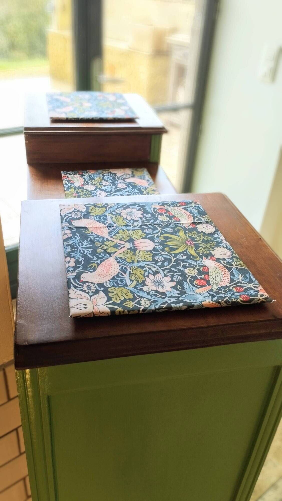 Art Deco Gin Buffet, painted in Farrow and Ball with a William Morris-inspired interior