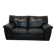 Two-seater black leather sofa — postmodern design