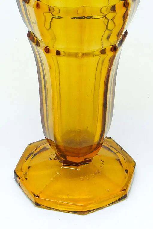 Art Deco vase, honey glass, Val Saint Lambert, Belgium, 1960s