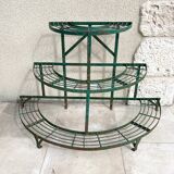 Porte plante demi-lune en fer forgé vert 1930