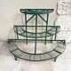 Half-moon plant holder in green wrought iron 1930