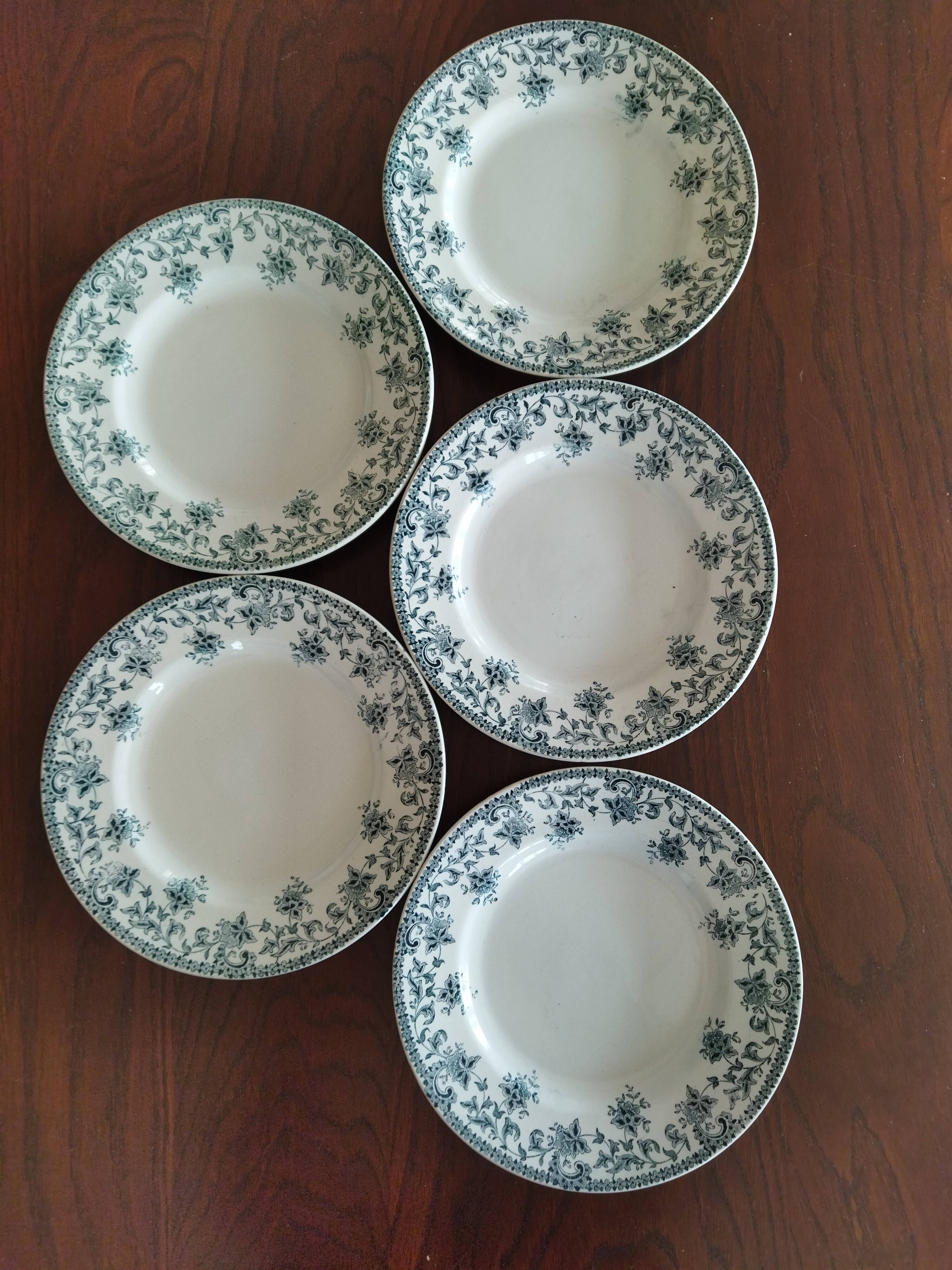 5 flat plates in St Amand "Jane" iron clay