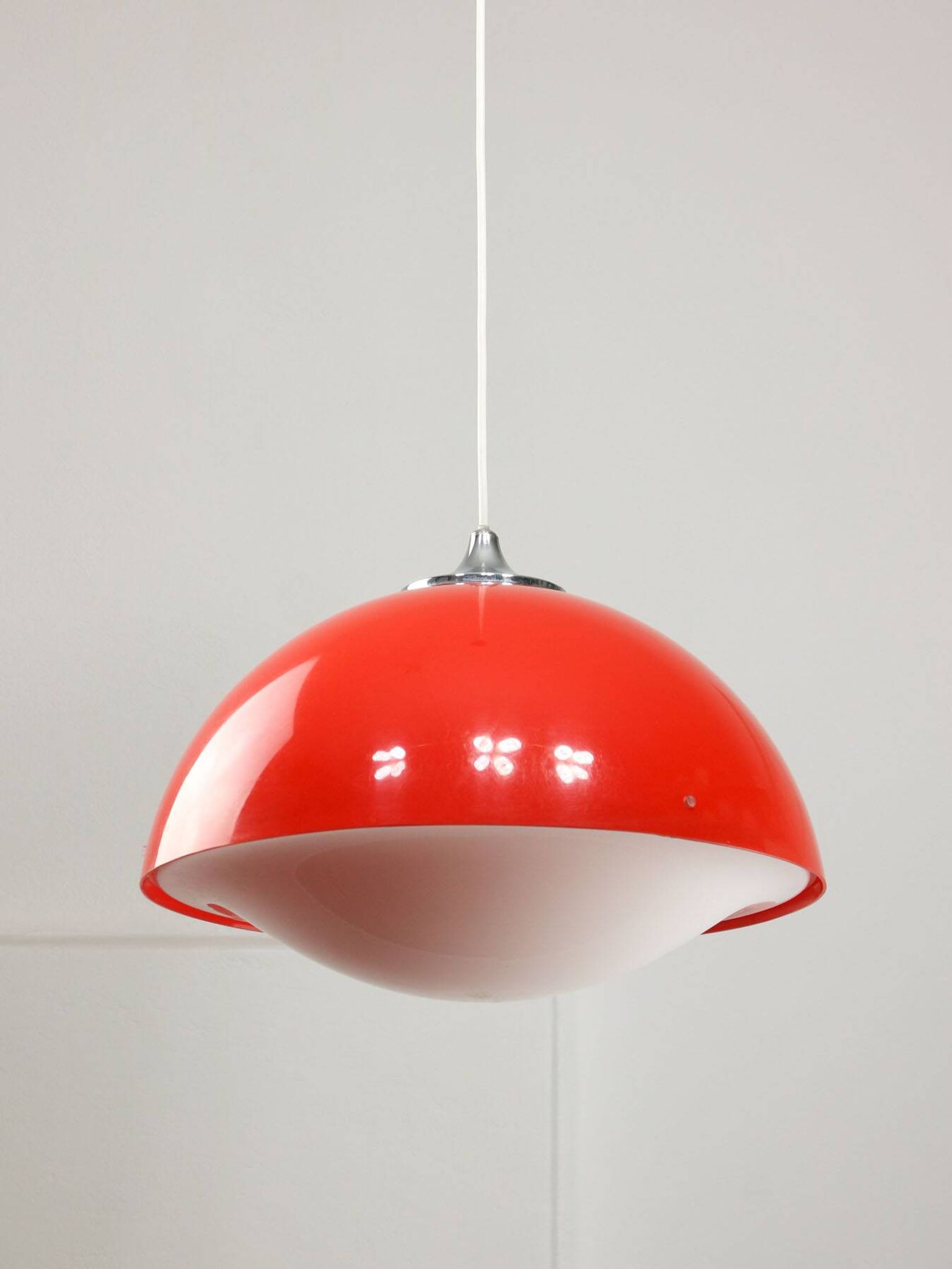 Italian Space Age Pendant in Plexiglass and Chrome, 1970s