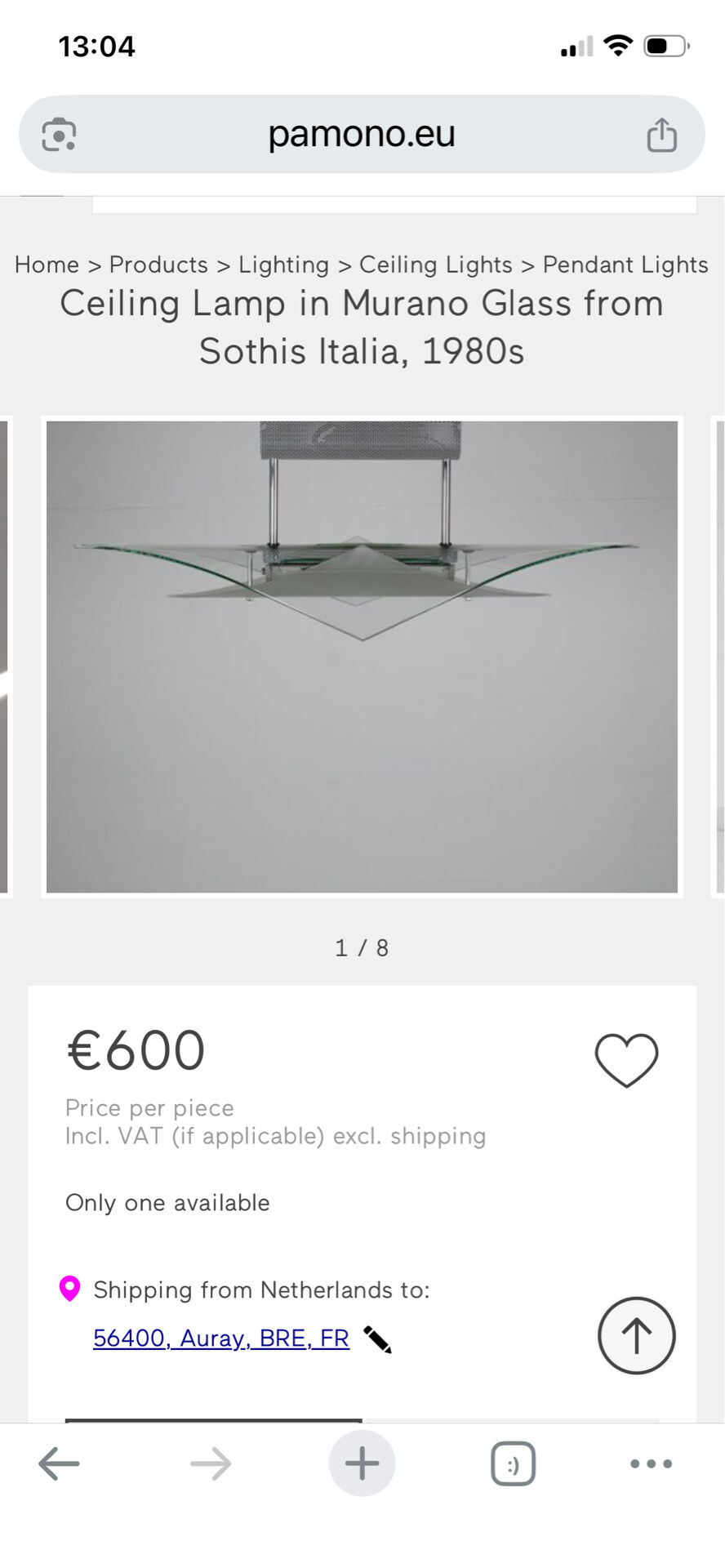 Suspension Sothis en verre de Murano