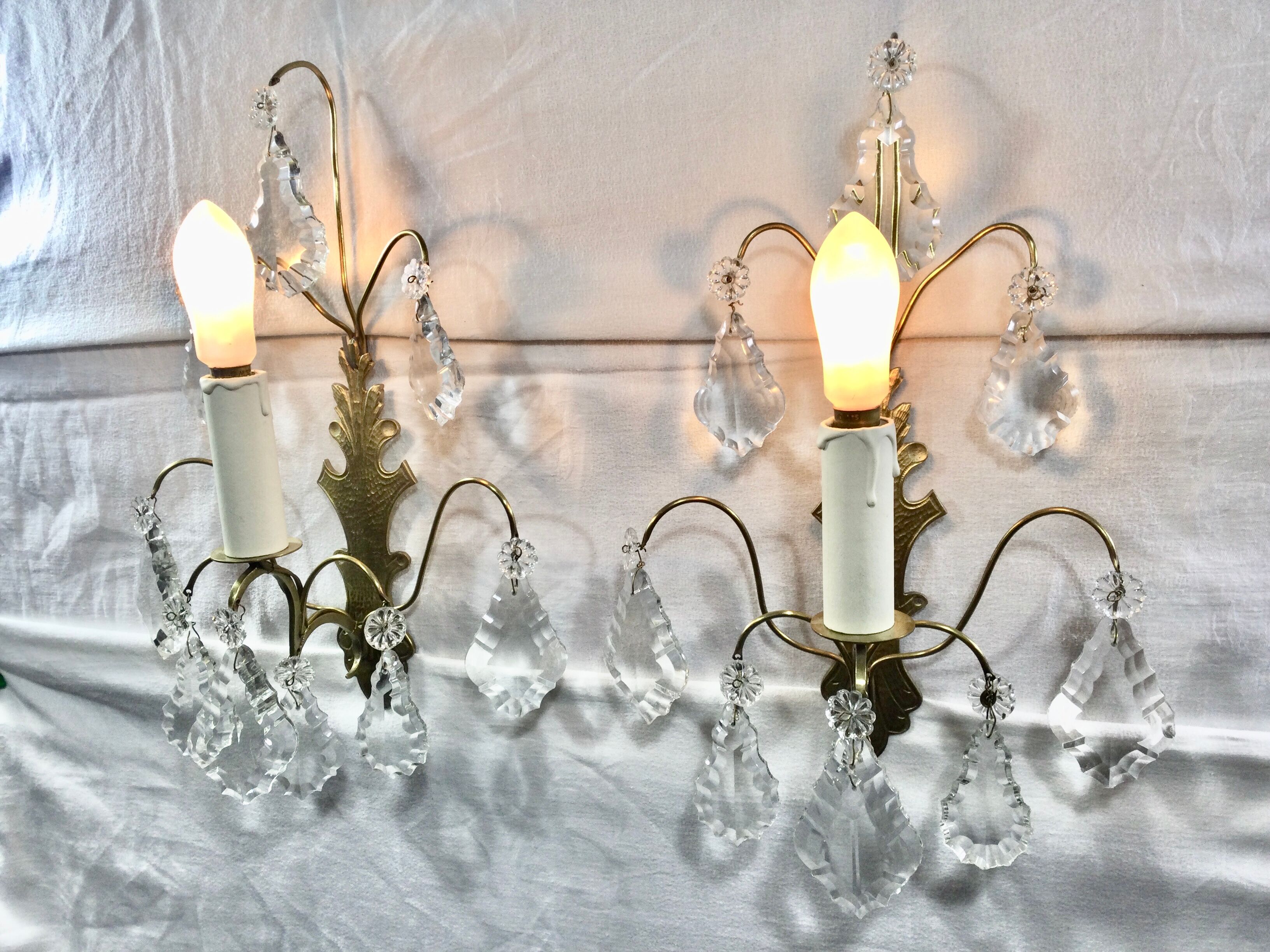 Pair of Wall Lamp Bronze And Crystal 1 Light