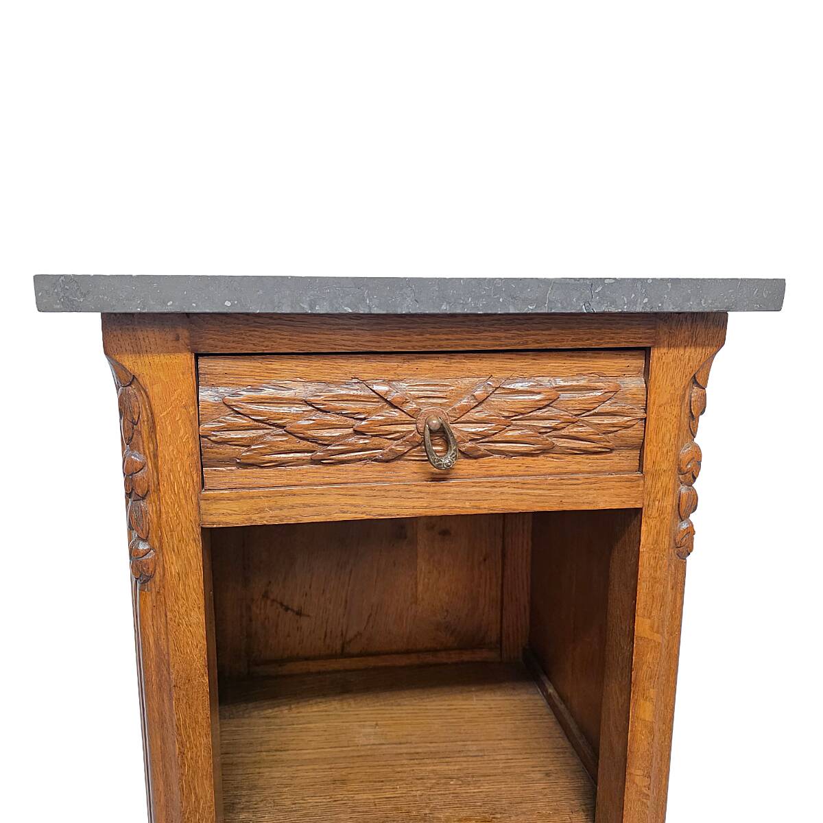 Table de chevet française en chêne, fin des années 1800