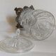 Antique glass compotier on metal stand