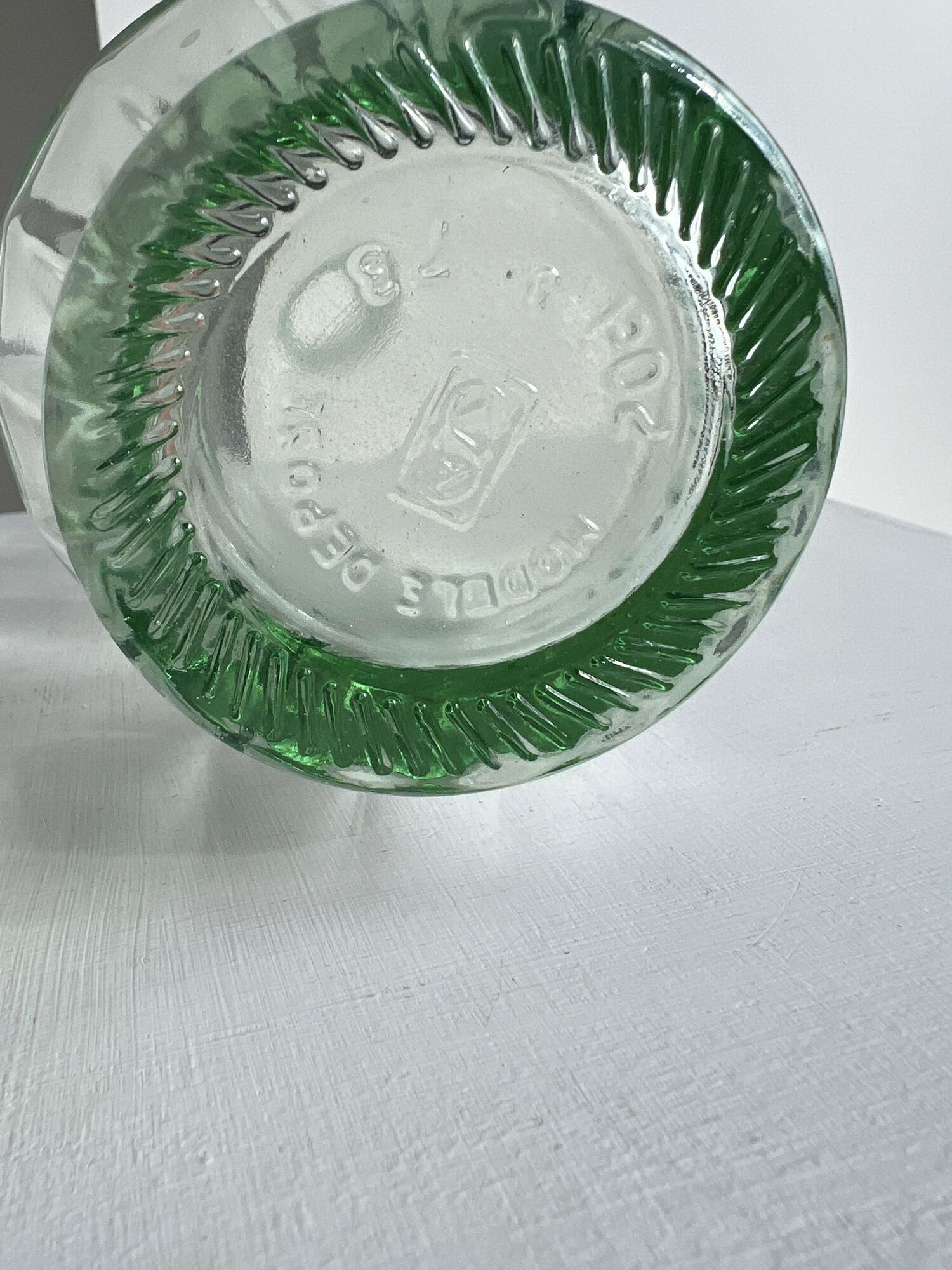 Vintage ovoid glass vase 70cl "Registered model" H:23cm