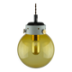 Industrial Vintage Mid-Century Modern Amber Glass And Brass Metal Lamp