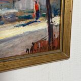 Mid Century Swedish Oil on Panel – “Lakerstationen” by L. Knut Norman
