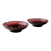 Set of 2 Vintage Murano Glass Ashtrays in Blackberry Red – Deep Red Transparent Glass, Italian 1970s