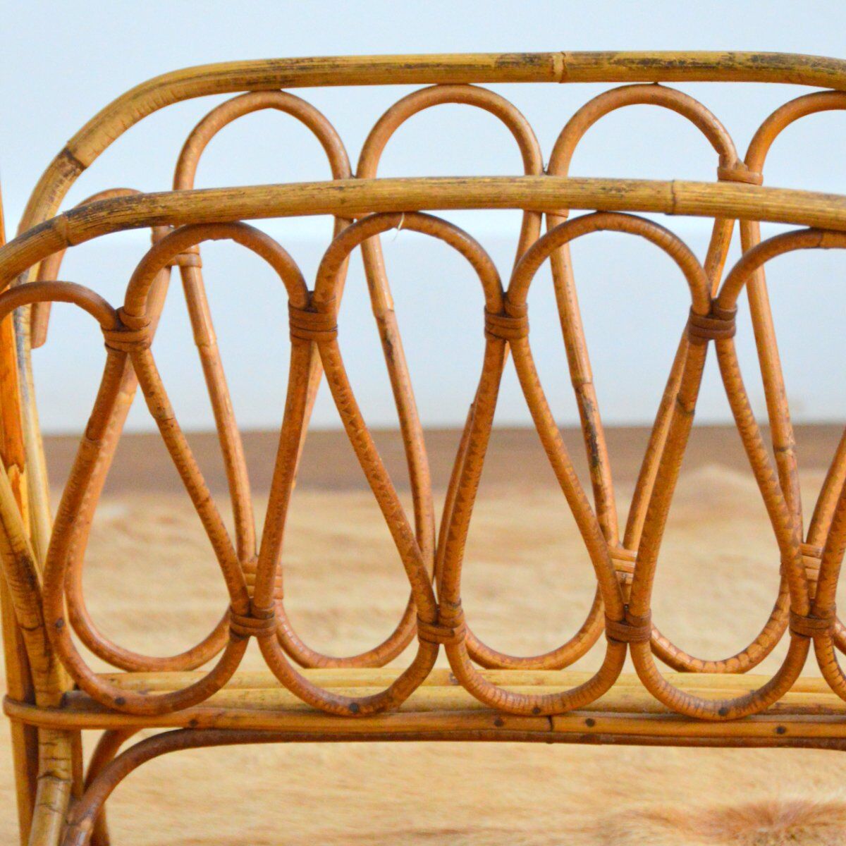 Rattan magazine holder 1950s