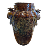 Important Longchamp Griffon vase in golden ceramic
