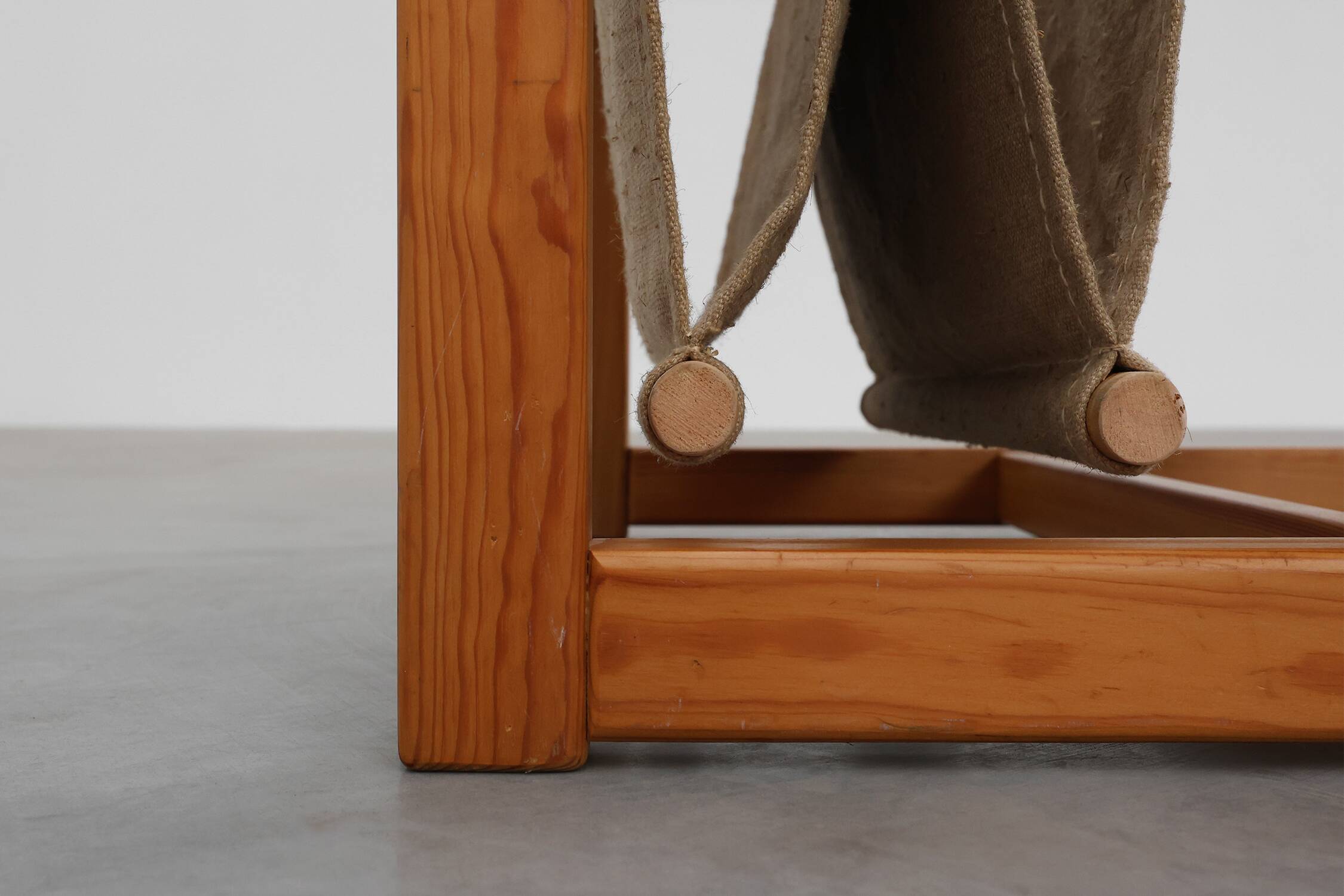 Pine and linen coffee table with magazine rack by Karin Möbring, Sweden