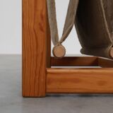 Pine and linen coffee table with magazine rack by Karin Möbring, Sweden