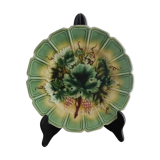 French majolica plate - Slip - XIX th - Pattern Raisin, vine - Sarreguemines