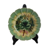 French majolica plate - Slip - XIX th - Pattern Raisin, vine - Sarreguemines