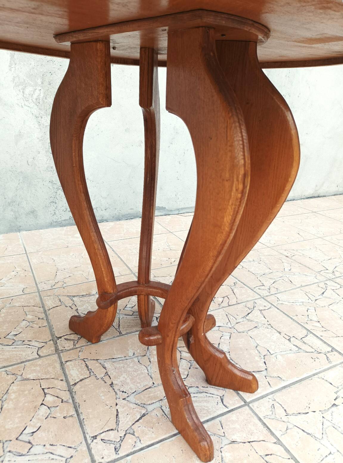 Brutalist table in solid oak