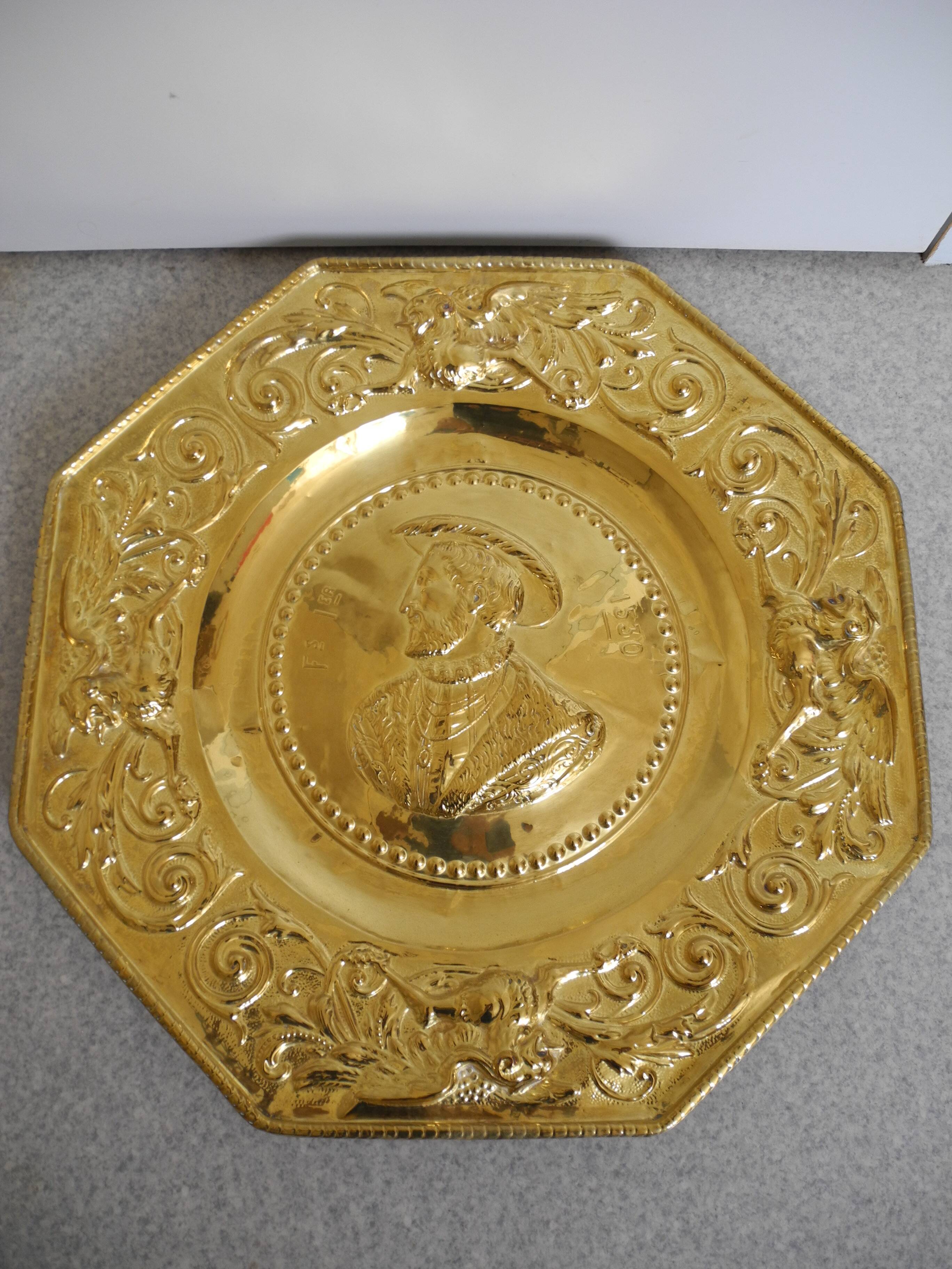 Offering dish in embossed brass by François I