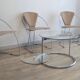 Set of 3 Linda chairs by Arrben – beige faux leather and chrome steel – 1980s