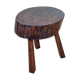 Table d'appoint brutaliste en bois massif tripode