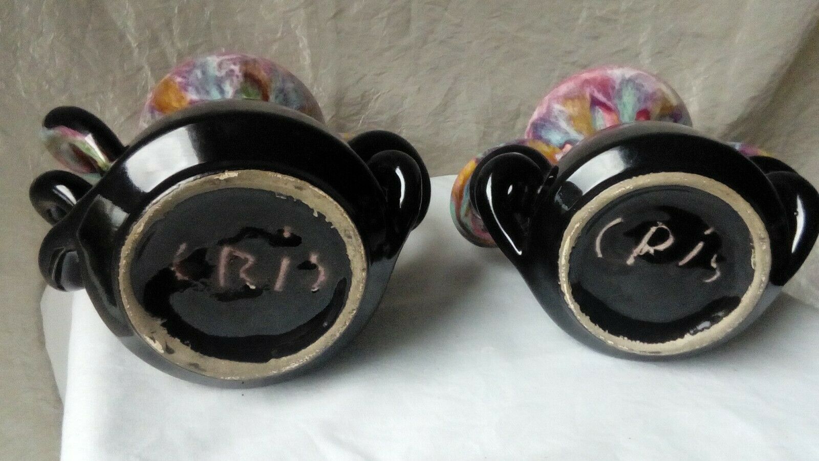 Pair of vintage vases in twisted ceramic