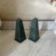 Pair of green marble obelisk bookends