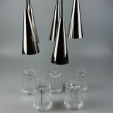60s 70s hanging lamp cascade lamp 5 lights glass & chrome space age design