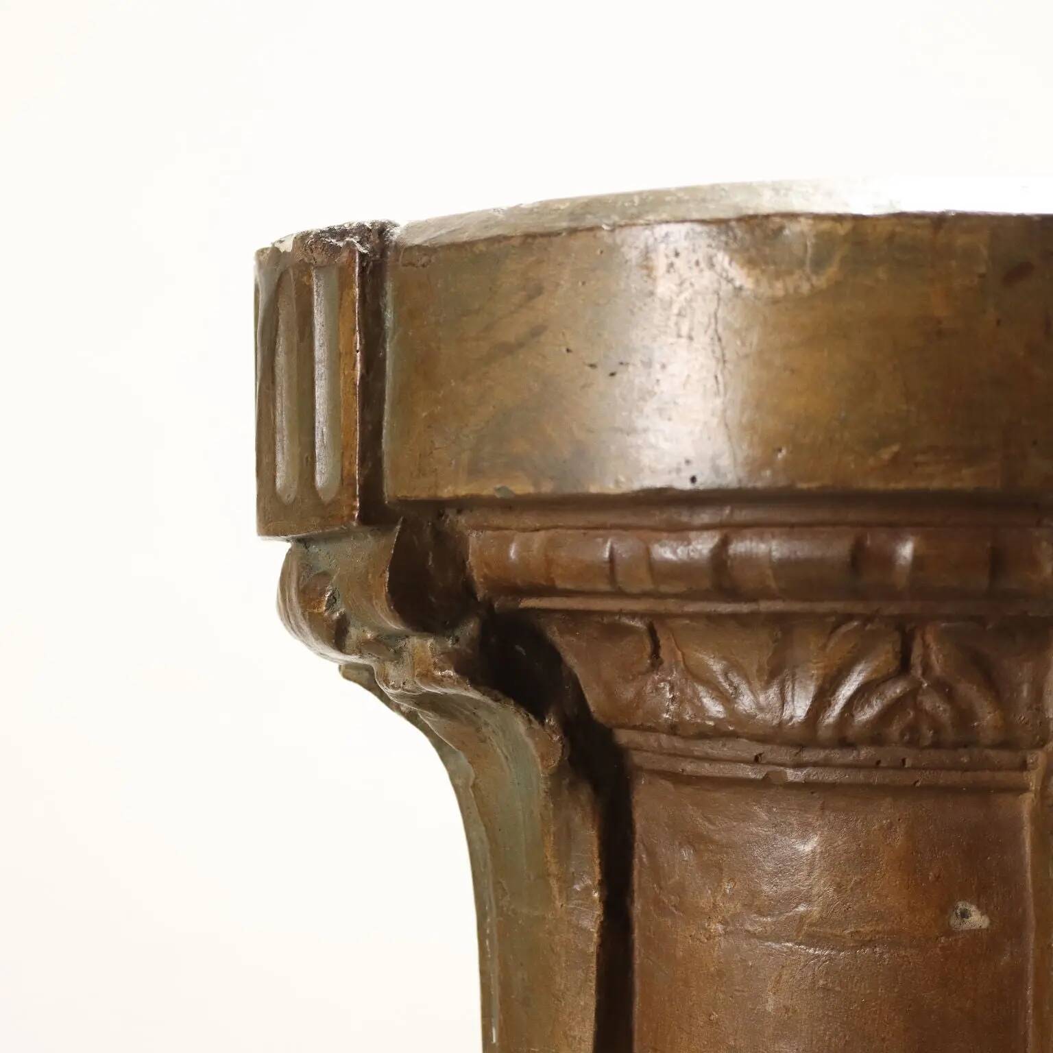 Old classical style column in painted terracotta, Italy, 19th century.