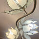 Vintage gold lotus flower floor lamp, Italian design light fixture with 3 lights.