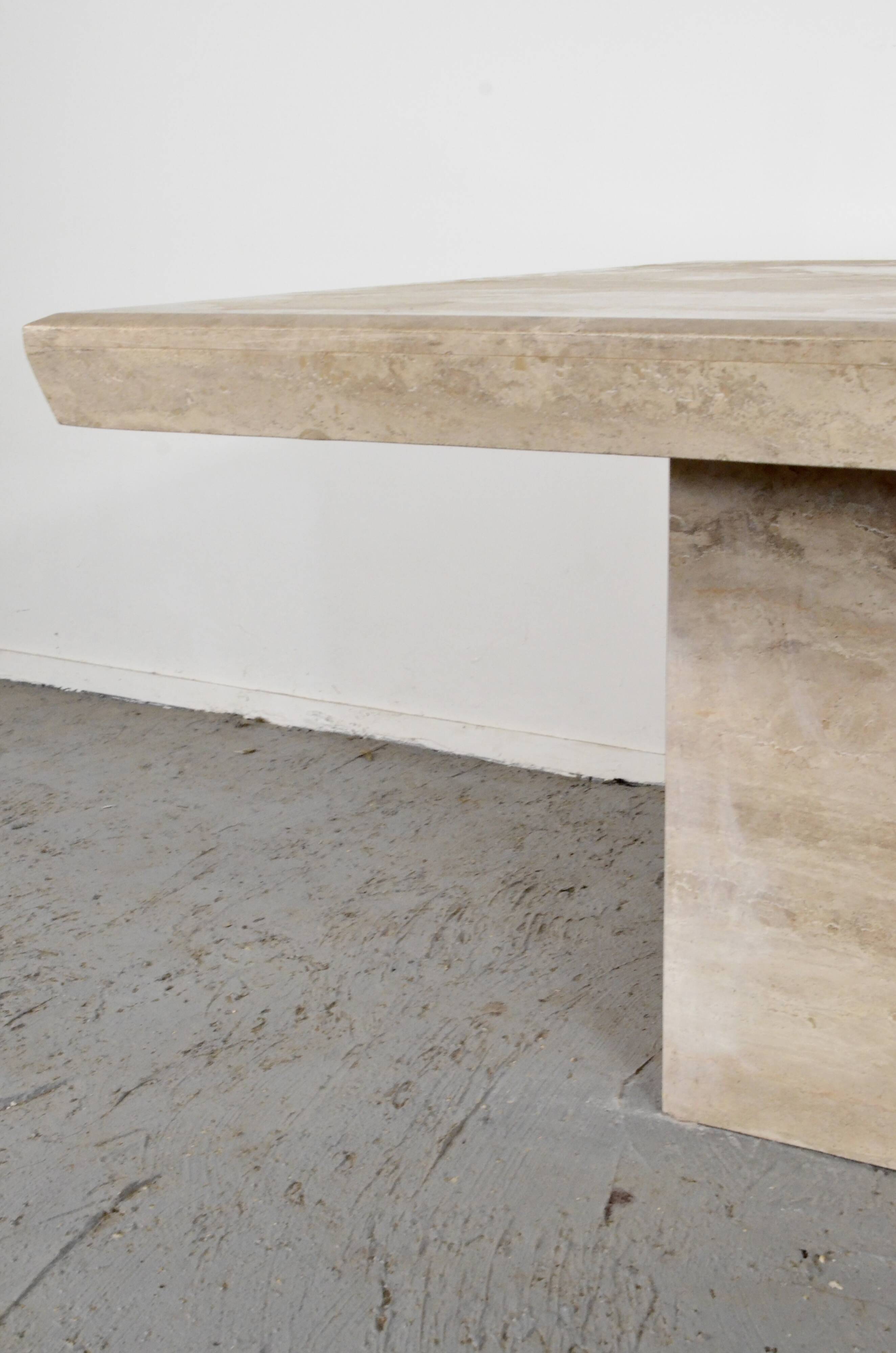 1970s Midcentury Italian Marble Minimalist Geometric Table