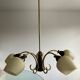Art deco chandelier 6fires in brass, black metal and opaline