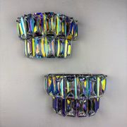 Pair of 2-tier Paolo Venini iridescent Murano glass wall lights, Italy, 1970s