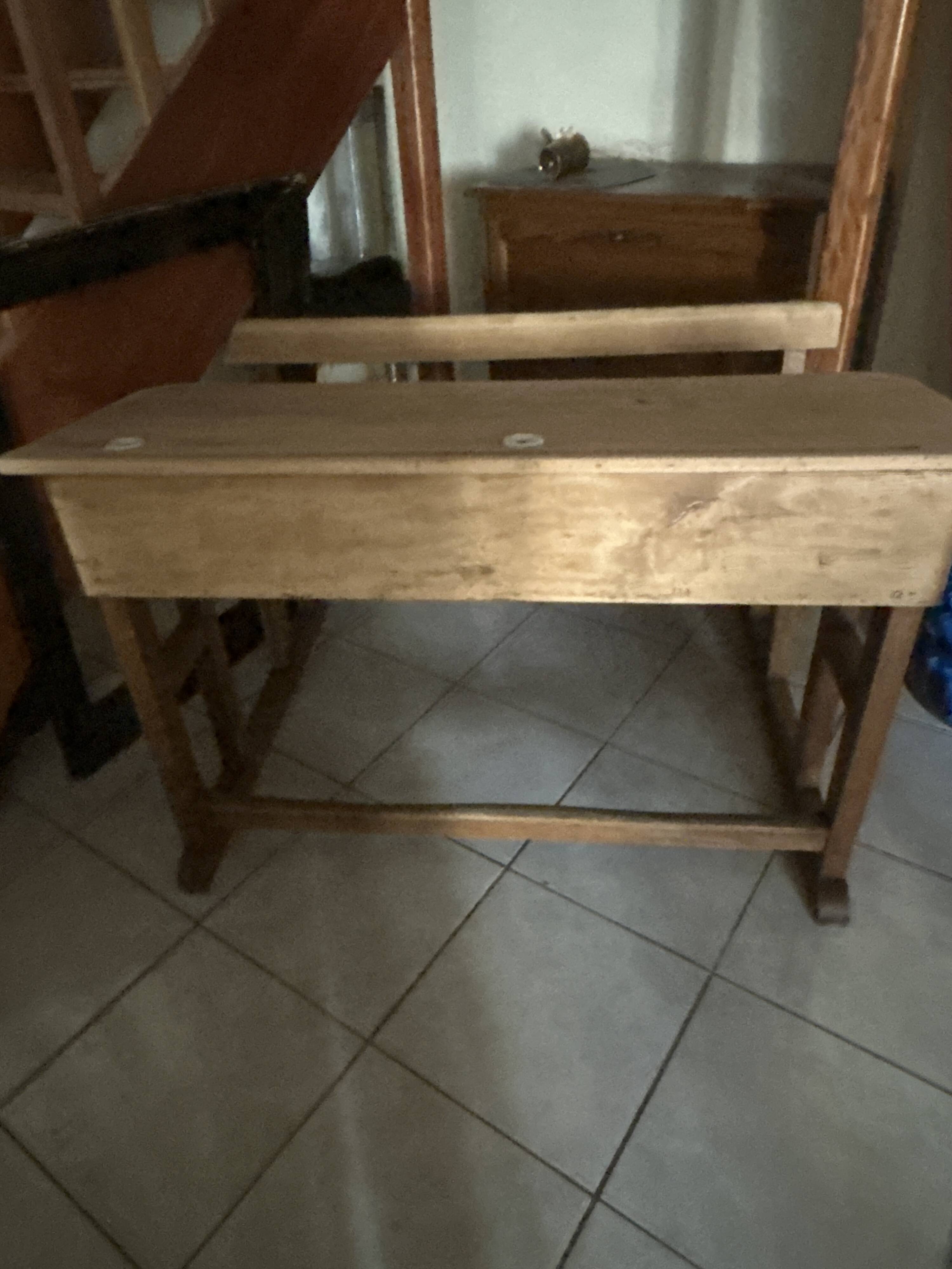 Double wooden school desk