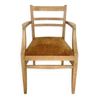 Fauteuil art déco avec assise velours moutarde