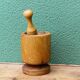Turned wooden mortar and pestle
