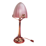 Very large brass and bronze lamp 1920 and opaque glass dome 55x20 4klg