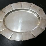 Glass sugar on art deco silver tray