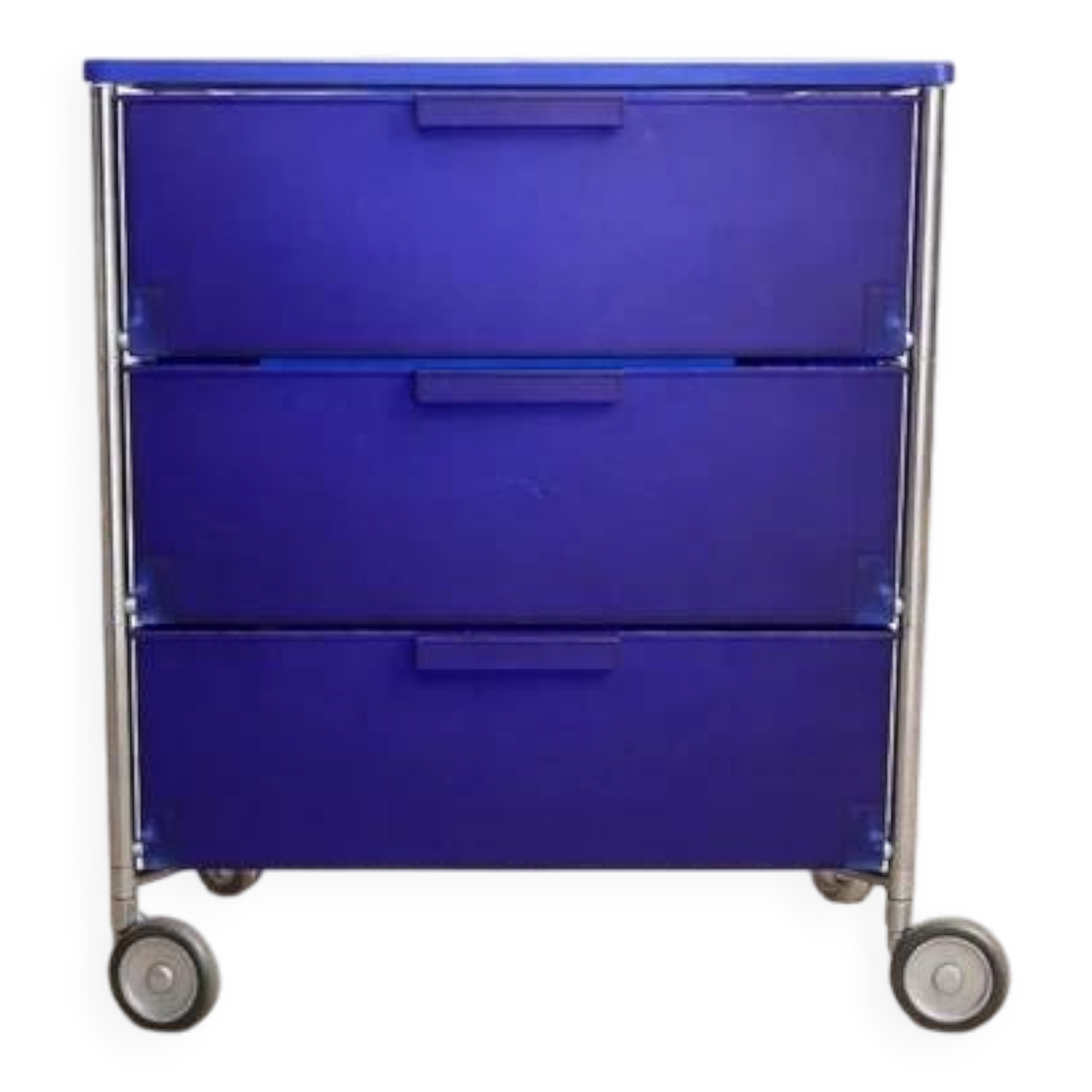 Mobil storage unit – 3 cobalt blue drawers – Kartell, 1993 (First edition)