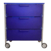 Unité de rangement Mobil – 3 tiroirs bleus cobalt – Kartell, 1993 (Première édition)