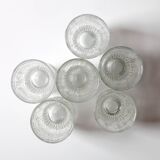 Set of 6 Mid-century Rare Pressed Glass Glasses / Libochovice / 1981