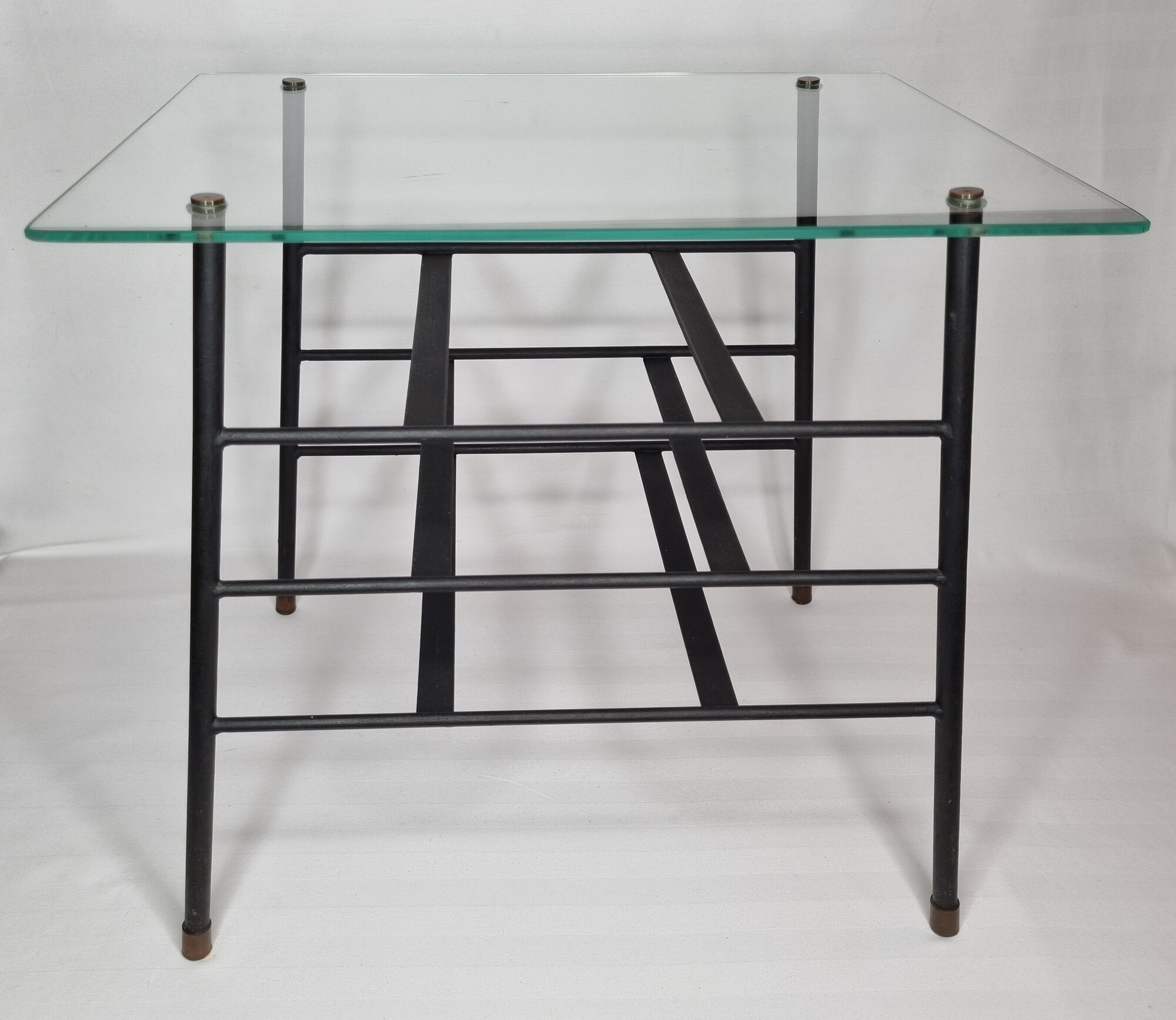 Vintage coffee table and door reviewed in glass and metal, 50s