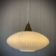 Large Scandinavian pendant light in striated opaline and brass from the 60s
