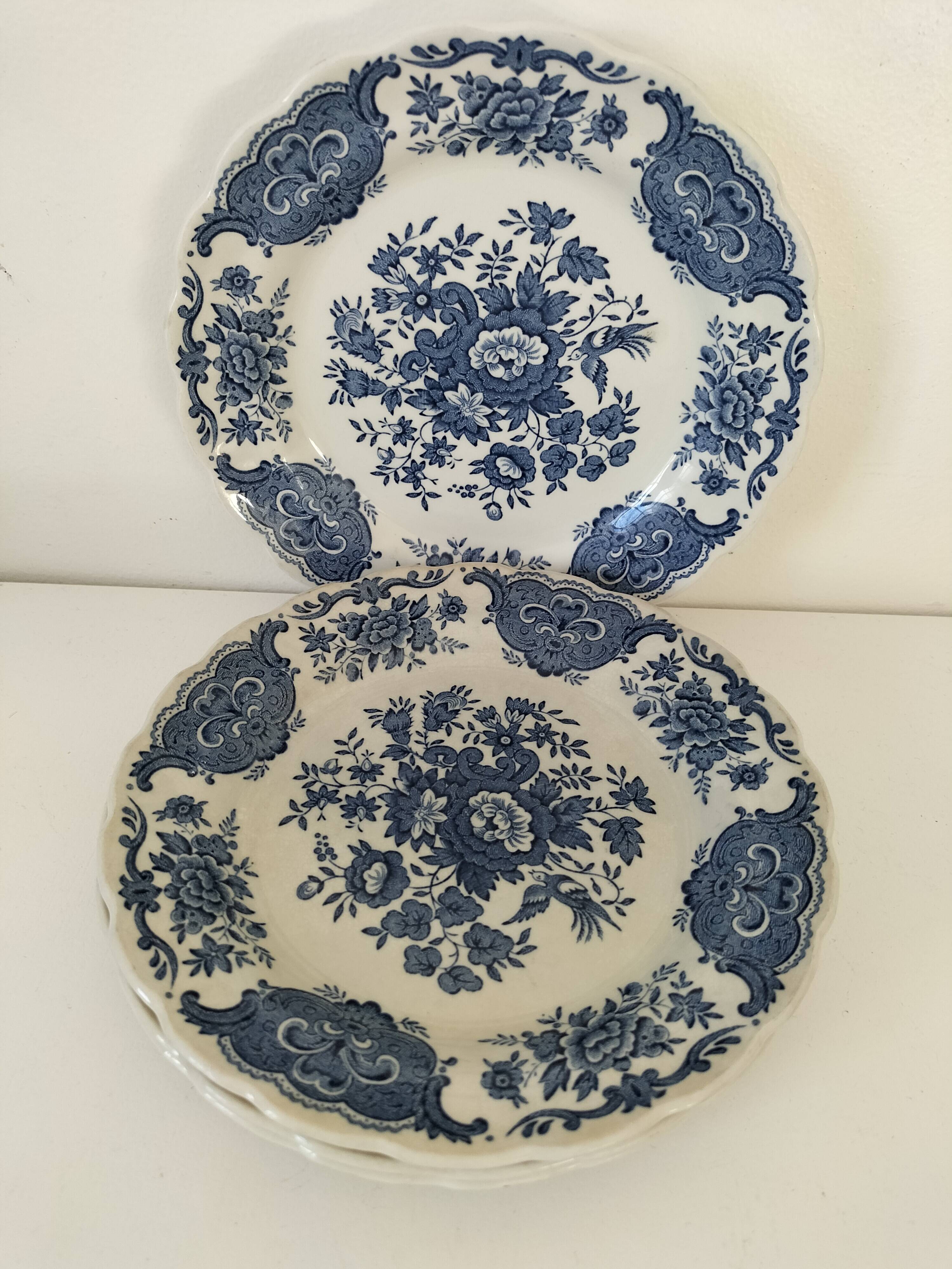 4 assiettes à dessert anglaises Ridgway Windsor bleues – Staffordshire